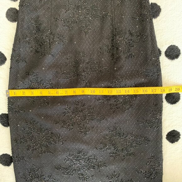 Carmen Marc Valvo Black Beaded Long Evening Formal Maxi Slip Dress Gown - Picture 14 of 16